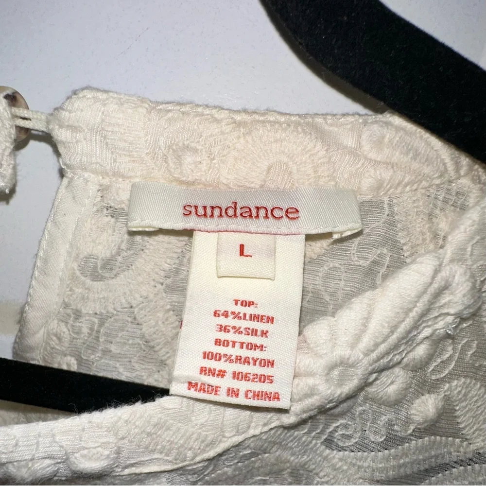 Sundance Cream Ruffled Blouse with Beautiful Lace Detsil - Picture 2 of 6